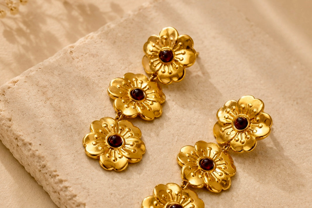 Boucles d'Oreilles Flora Dorée