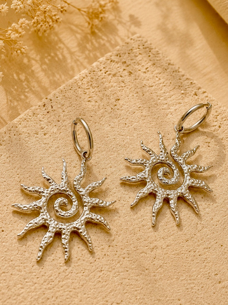 Boucles d'Oreilles Soleil Lunaire Argentées