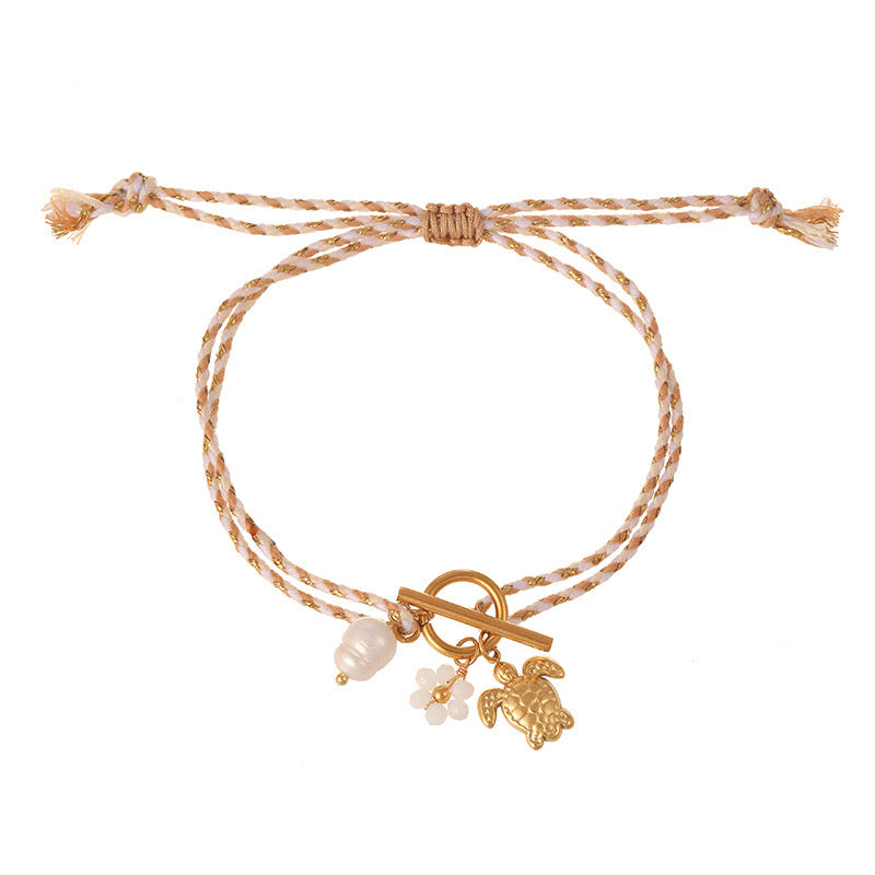 Bracelet Perle & Tortue Dorée